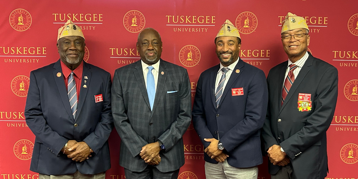 Georgia VFW State Commander Joe Couch, Judge Advocate Sherrod Conyers, and Chief of Staff Wayne Collins visit Tuskegee University