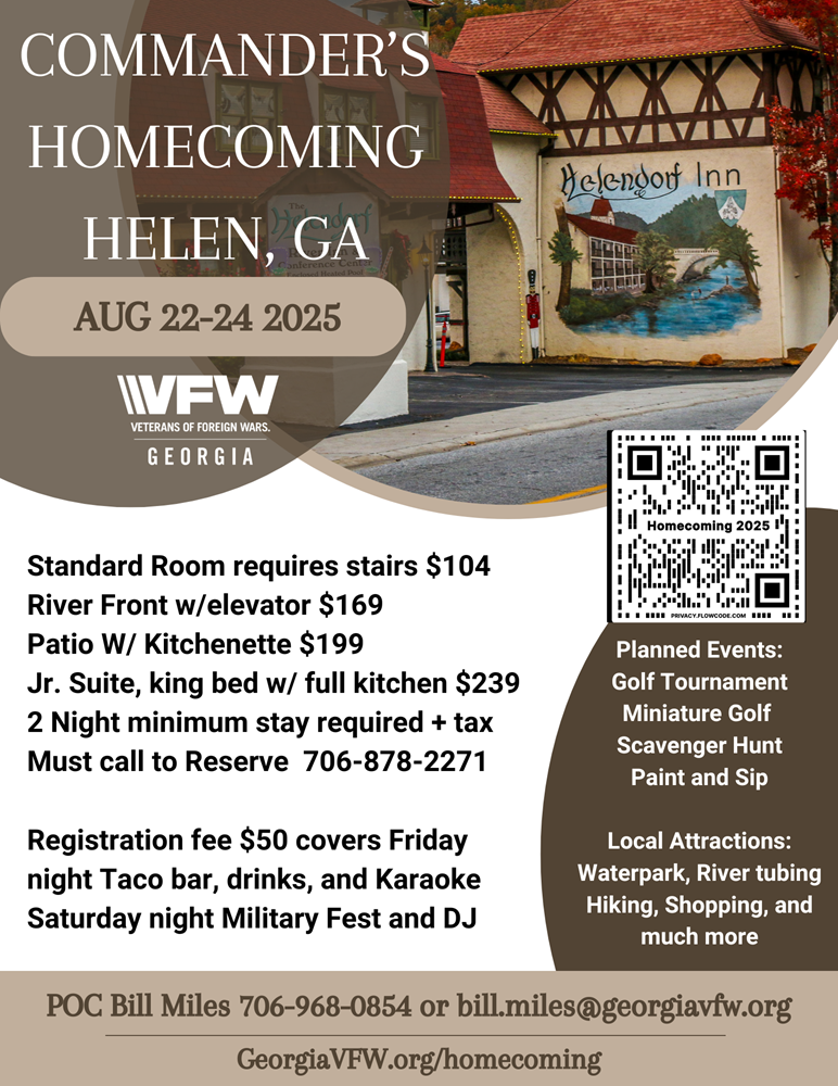 2025 Georgia VFW State Commander's Homecoming Flyer