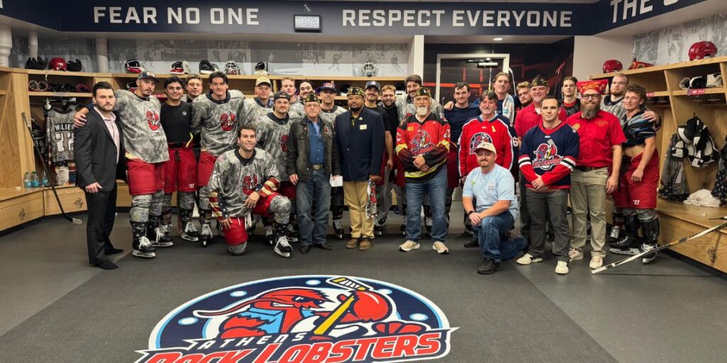 Athens Rock Lobsters honor veterans, recognizes combat veterans during locker room meet and greet