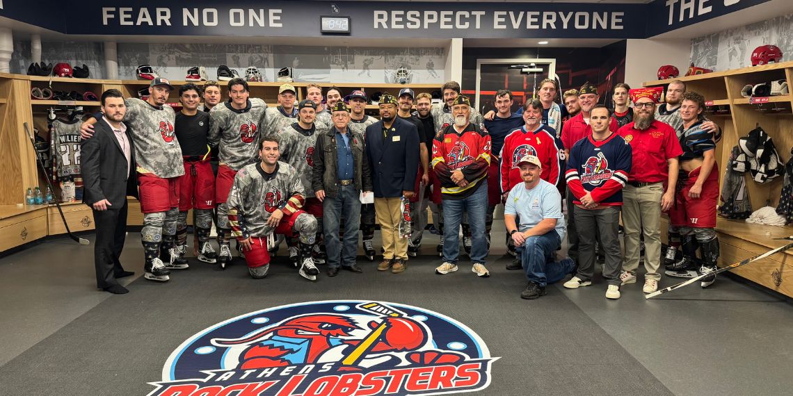 Athens Rock Lobsters honor veterans, recognizes combat veterans during locker room meet and greet