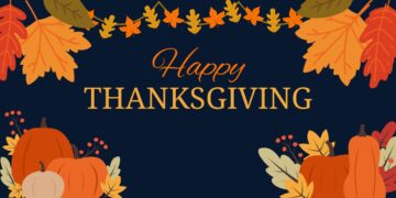 Happy Thanksgiving header graphic for holiday message