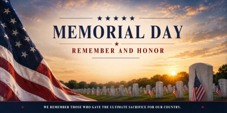 Memorial Day - flags at veterans cemetery.